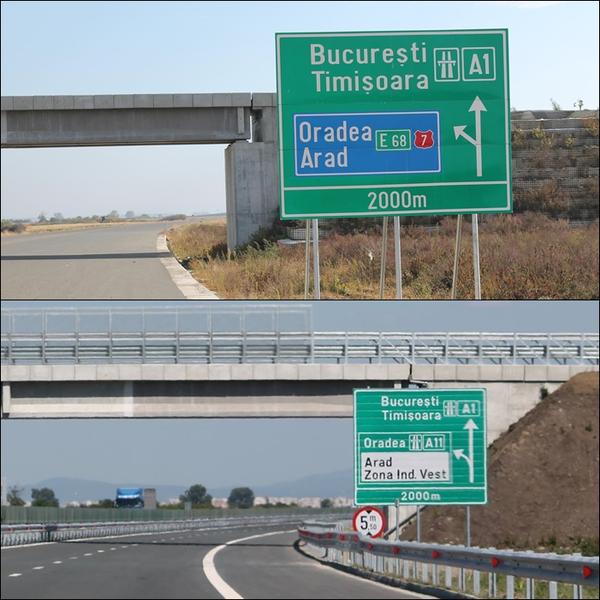 Indicatoarele pe Nadlac - Arad --- Sus - Alpine, Jos - Astaldi-Max Boegl, Foto: