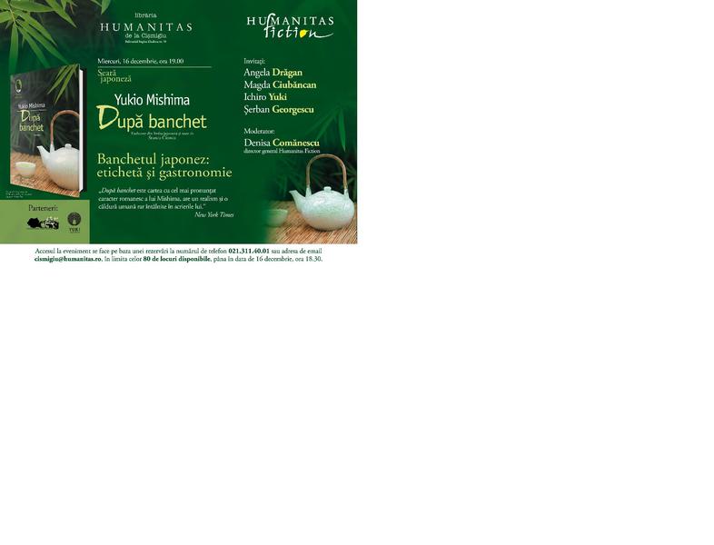 Seara japoneza dedicata romanului 'Dupa banchet', Foto: Librariile Humanitas