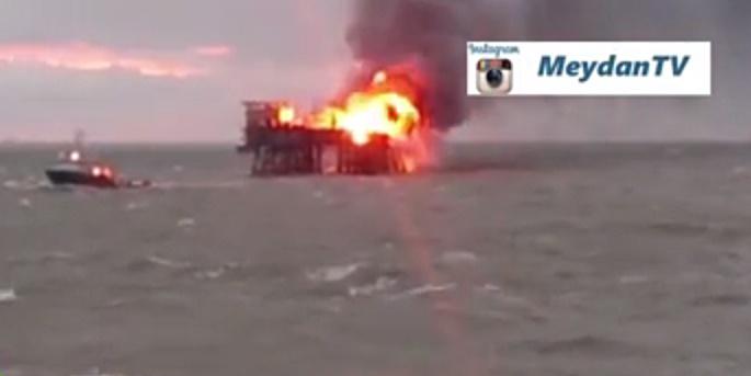 Incendiu pe o platforma petroliera SOCAR, Foto: Captura YouTube