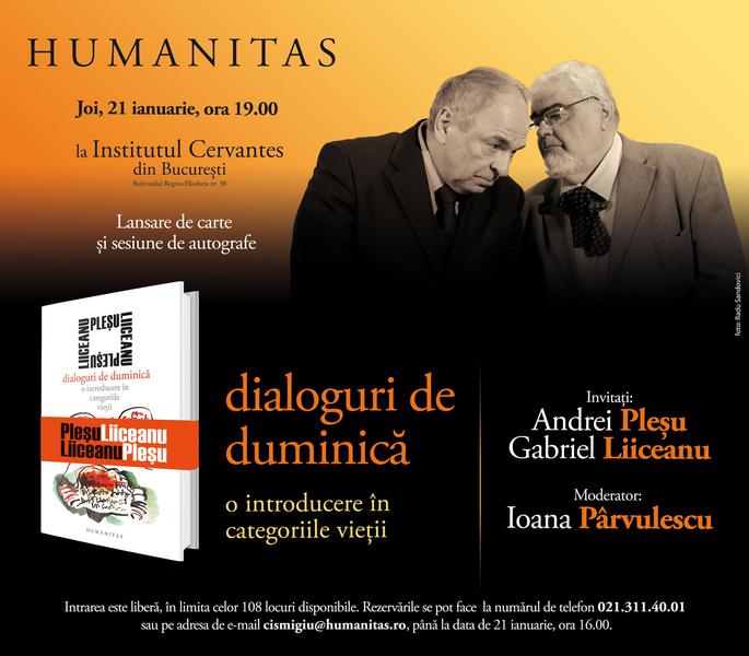 Lansare carte: 'Dialoguri de duminica. O introducere in categoriile vietii', Foto: Humanitas