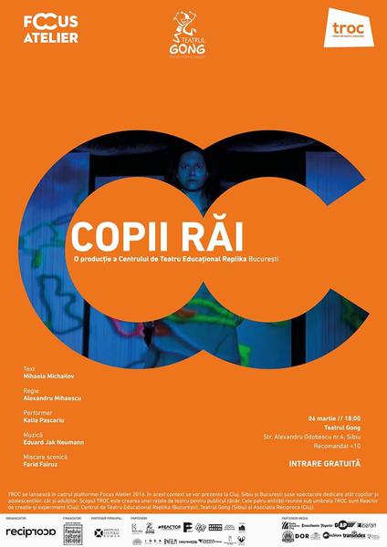 Spectacolul Copii rai, Foto: Teatrul Gong Sibiu