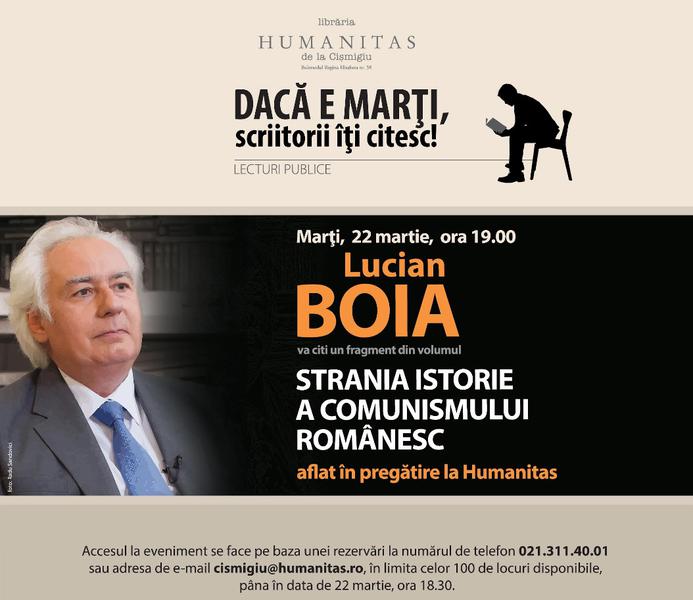 L. Boia citeste din "Strania istorie a comunismului romanesc", Foto: Librariile Humanitas