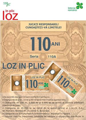 Loz in plic autentic, vandut de Loterie, Foto: Loteria Romana