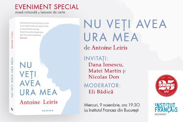 Nu veti avea ura mea, de Antoine Leiris, Foto: Editura Nemira