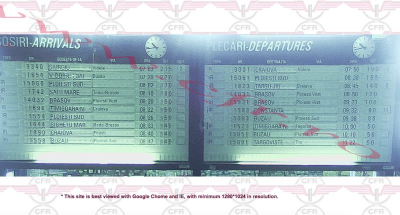 Tabela Gara de Nord Bucuresti: Intarzieri trenuri, Foto: CFR