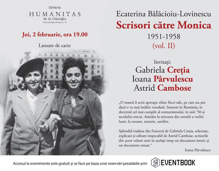 Lansare volum: Scrisori catre Monica, Foto: Librariile Humanitas