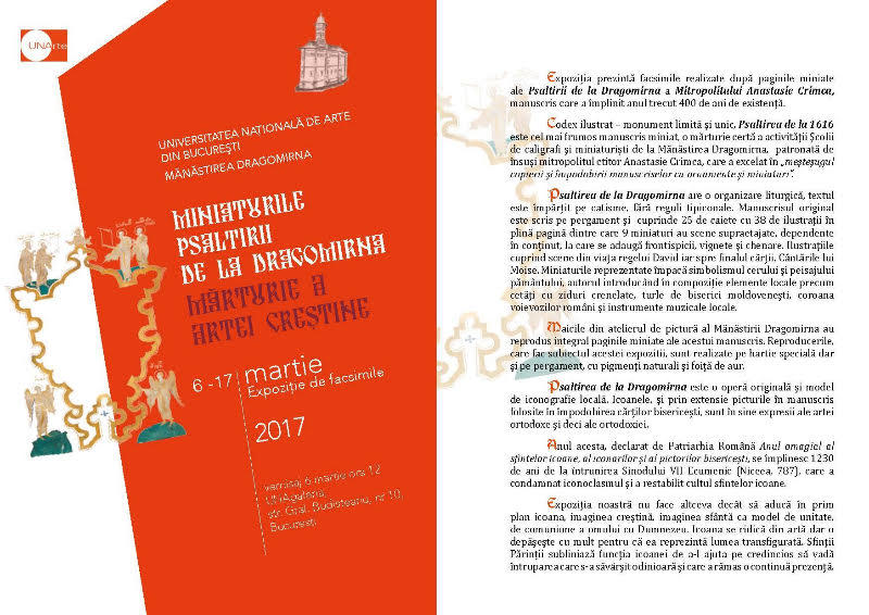 Expozitia "Miniaturile Psaltirii de la Dragomirna", Foto: Afis