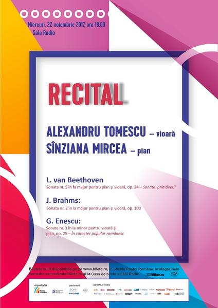 Recital Alexandru Tomescu, 22 noiembrie, Foto: Afis concert