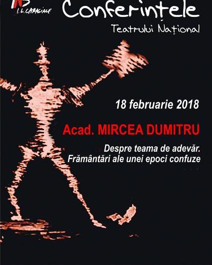 Acad. Mircea Dumitru la Conferintele Teatrului National, Foto: TNB