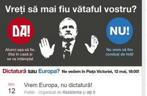 proteste 12 mai Vrem Europa nu Dictatura, Foto: captura facebook
