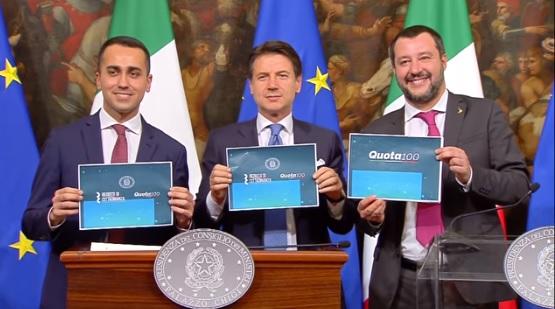 Premierul Italiei, Giuseppe Conte, ministrul Muncii, Luigi Di Maio și ministrul de Interne, Matteo Salvini, Foto: Hotnews