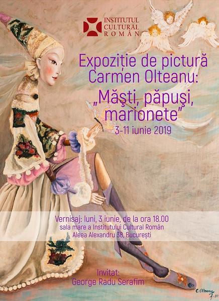 Expozitia "Măşti, păpuşi, marionete”, de Carmen Olteanu, Foto: Afis