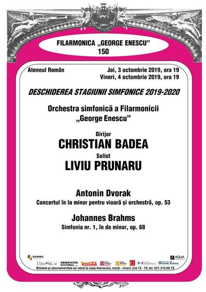 Stagiunea simfonica 2019-2020 a Filarmonicii „George Enescu”, Foto: Afis