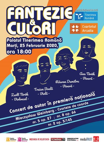 "Fantezie şi culori sonore" cu Cvartetul Arcadia, Foto: Afis concert