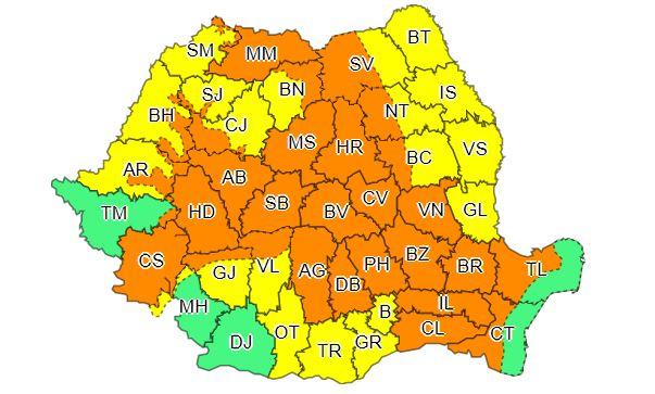 Harta Cod portocaliu, Foto: ANM