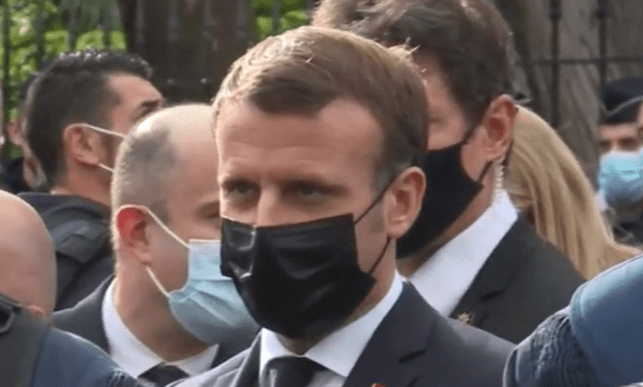 Macron la Nisa, dupa atac, Foto: Captura video