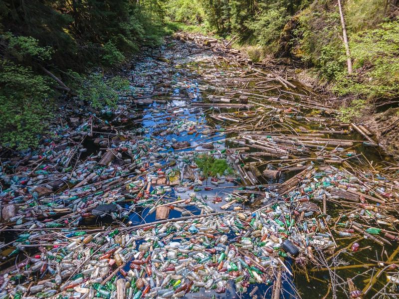 Gunoaie si pet-uri într-un lac de munte, Foto: Romsilva
