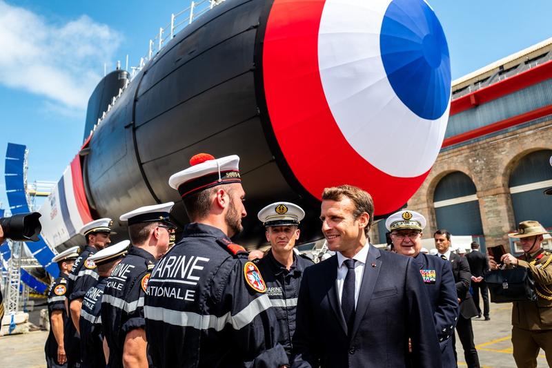 Emmanuel Macron la lansarea submarinului nuclear din clasa Barracuda / Suffren, Foto: Pool / Abaca Press / Profimedia Images