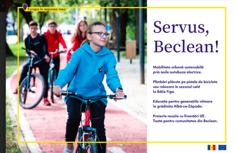 „Europa în regiunea mea”: mobilitate urbană și alte facilități pentru comunitate, create la Beclean cu bani europeni, Foto: Europe in my Region