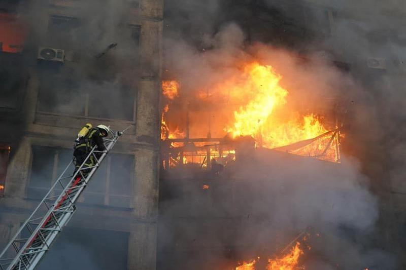 Bombardamente in Kiev, Foto: Serviciul ucrainean de urgenta