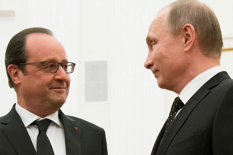 Francois Hollande și Vladimir Putin, la Kremlin, în 2015, Foto: Alexander Zemlianichenko / AFP / Profimedia