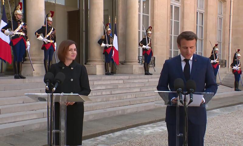 Maia Sandu si Emmanuel Macron, Foto: Captura video