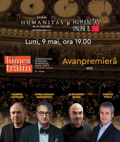 Avanpremiera Conferintele Despre lumea în care trăim, Foto: humanitas.ro