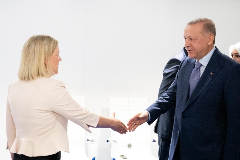 Magdalena Andersson si Recep Tayyip Erdogan, la summitul NATO, Foto: Henrik Montgomery / AFP / Profimedia Images