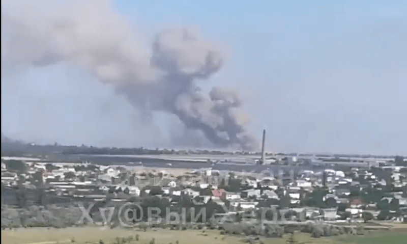 explozie la un depozit de munitie al rusilor din regiunea Herson, Foto: Captura video