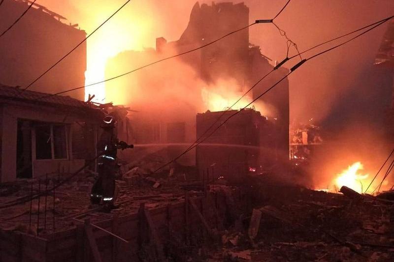 Război în Ucraina: Incendiu după un atac rusesc cu rachete de croazieră asupra regiunii Odesa, Foto: STR / AFP / Profimedia