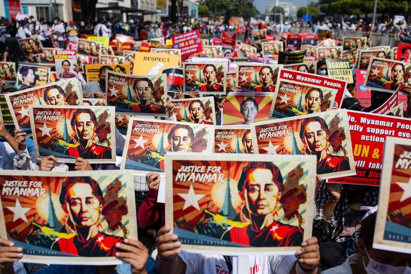 Manifestatie de sustinere a lui Aung San Suu Kyi, Foto: Aung Kyaw Htet-SOPA Images / Shutterstock Editorial / Profimedia Images