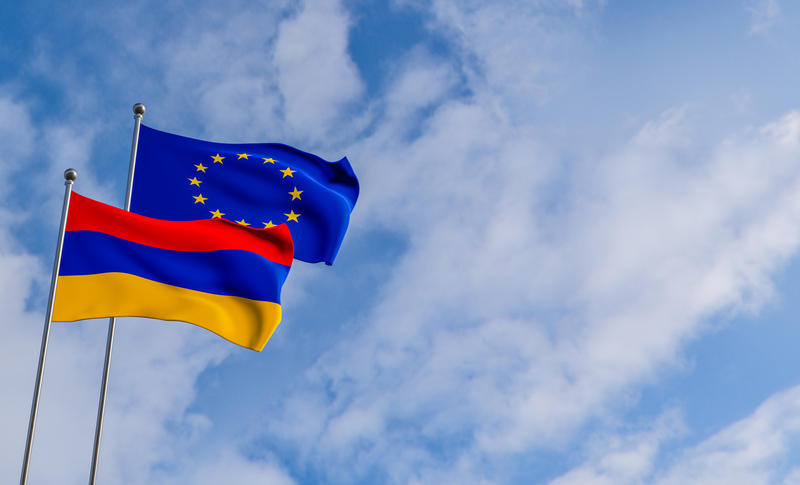 Steagurile Armeniei și Uniunii Europene, Foto: DreamsTime / Kar881am