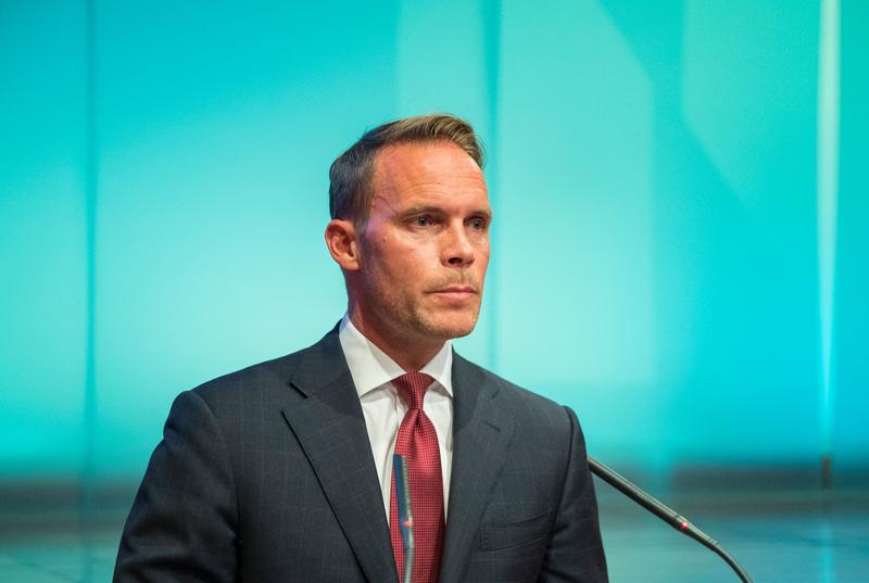 Trond Grande, unul din oamenii din conducerea Fondului Suveran, la o conferinta de presa, Foto: Vidar RUUD / AFP / Profimedia