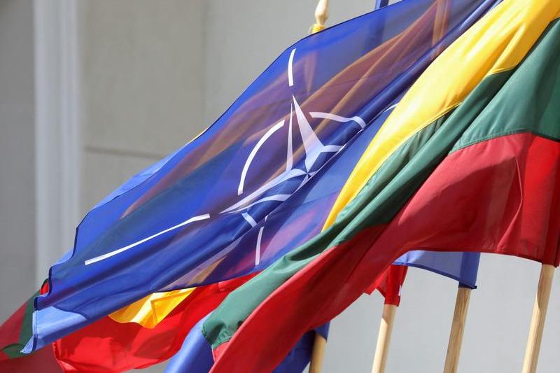 Steagul lituanian alaturi de cel al NATO, Foto: Petras Malukas / AFP / Profimedia Images