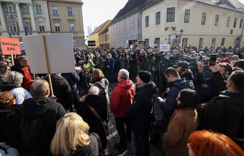 Jurnaliti croati la protest, Foto: AFP / AFP / Profimedia