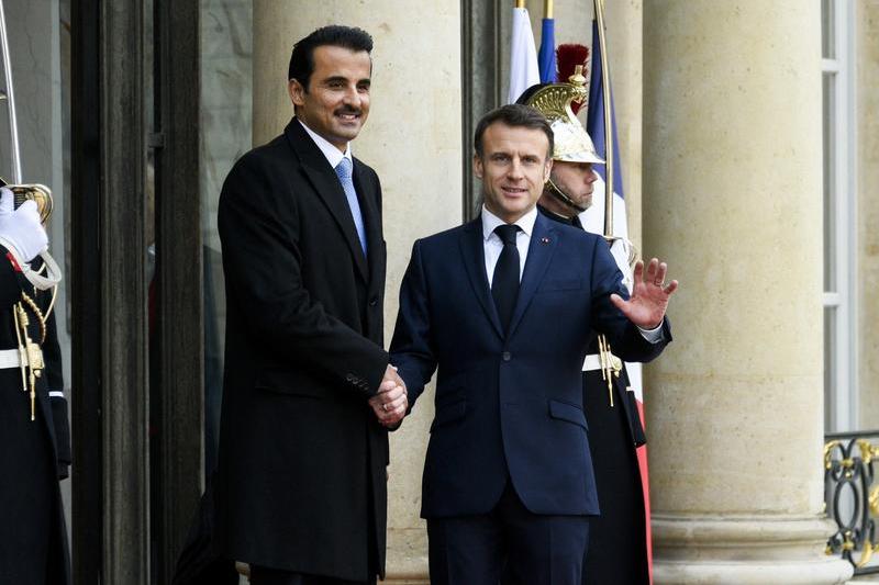 Tamim bin Hamad Al-Thani și Emmanuel Macron, Foto: Magali Cohen / AFP / Profimedia