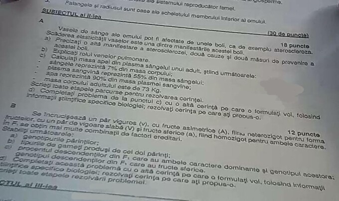 Subiecte și bareme BAC Biologie 2024, publicate pe Edu. Exercițiile la