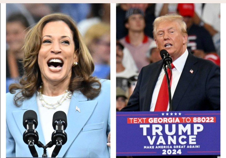 Vicepreședintele Kamala Harris (stânga) și fostul președinte Donald Trump (dreapta) au ținut mitinguri la Georgia State University la câteva zile distanță unul de celălalt. Costul pentru fiecare miting a fost mai mare de 100.000 de dolari. Foto: Hyosub Shin / Zuma Press / Profimedia