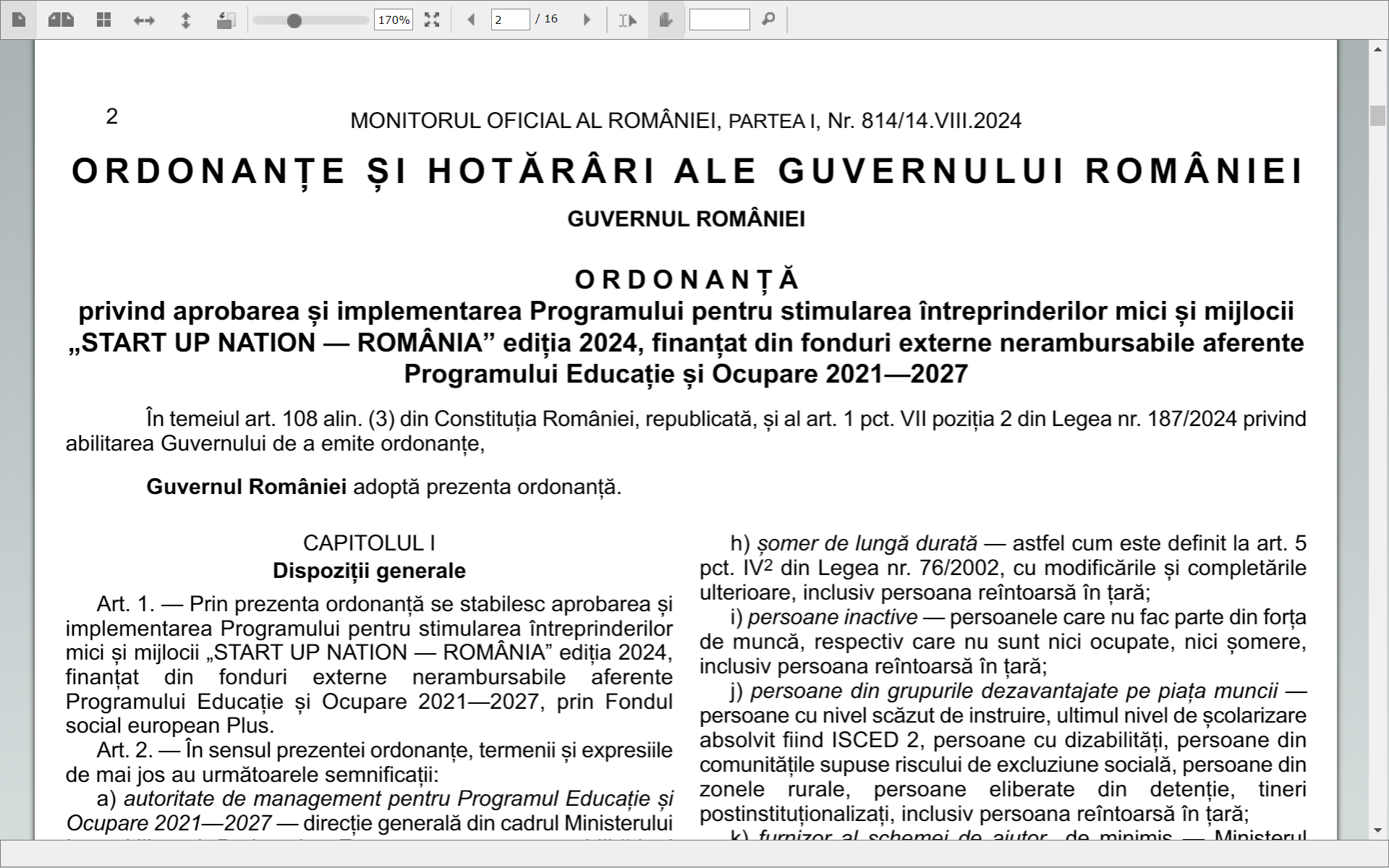 Ajutoare de câte 50.000 EUR: Cum vrea statul să facă patroni din persoane eliberate din detenție, șomeri, persoane cu nivel scăzut de instruire – Ordonanța Startup Nation 2024