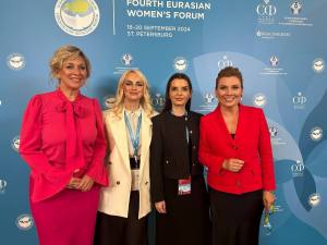 Maria Zaharova, Marina Tauber, Evghenia Guțul și Olga Skabeeva. Foto: Telegram / Marina Tauber