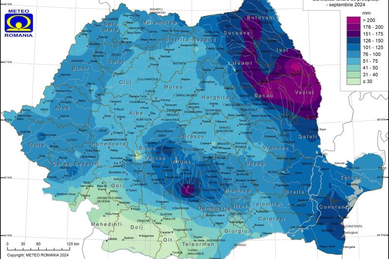 În septembrie au fost depășite în zona Moldovei și recorduri de ploaie mai vechi de 100 de ani