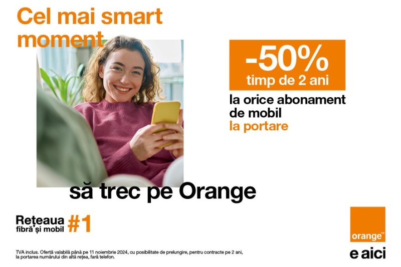 Alege Orange și bucură-te de 50% reducere la portare, alături de noutăți atractive și servicii simplificate!