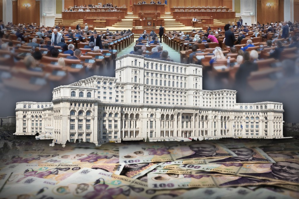 Parlamentul României. Colaj: Ion Mateș / Hotnews. Surse foto: Dreamstime, Shutterstock