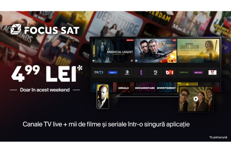 Black Friday în Focus Sat app: TV Online la numai 4,99 lei. Prinde oferta specială din acest weekend și vezi mii de filme și seriale la un preț de neratat!