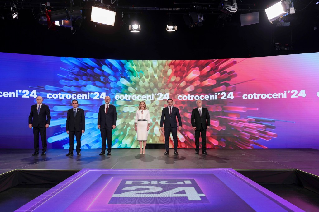 Mircea Geoană, Ludovic Orban, Kelemen Hunor, Elena Lasconi, George Simion, Cristian Diaconescu la dezbaterea electorală organizată de Digi24 / FOTO: Inquam Photos / Octav Ganea