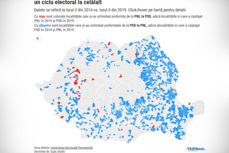 INTERACTIV Rezultatele alegerilor prezidențiale. Cum și-au schimbat votul o treime din localitățile din România la ultimele două runde de alegeri prezidențiale