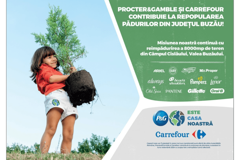 Peste 600 de copaci plantați de voluntarii P&G și Carrefour România pe Valea Buzăului