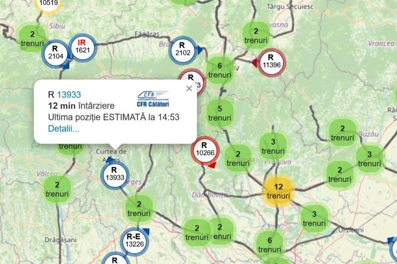 HARTĂ Locul în care se află trenurile din România poate fi văzut în timp real