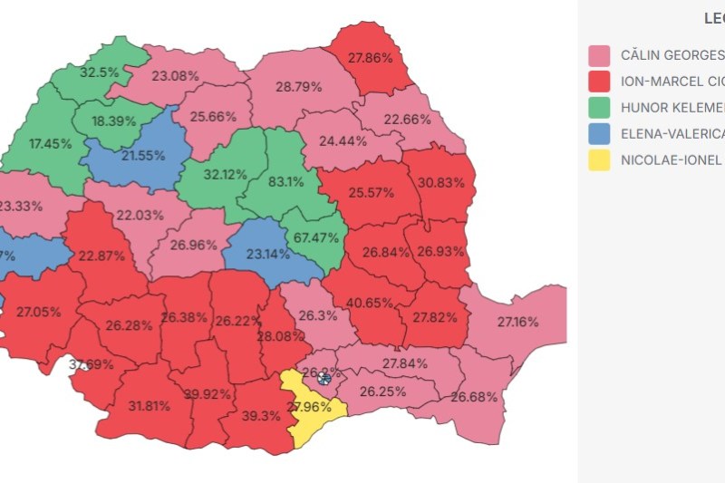 Rezultate parțiale pe județe. Sursa: AEP