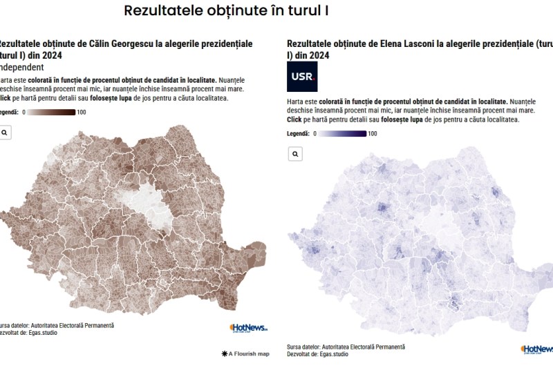 INTERACTIV Cum s-au împărțit în țară voturile lui Lasconi și Georgescu. Cum a performat fiecare mare candidat în toate localitățile din țară